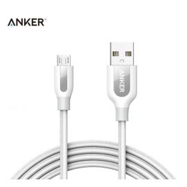 Anker A8143H21 Premium Nylon Braided PowerLine+ Micro USB Fast Charging USB Data Cable 6Ft 1.8M - White