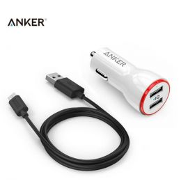 Anker 100% Original B2310 PowerDrive 2 Port Dual 24W 3Ft USB Car Charger