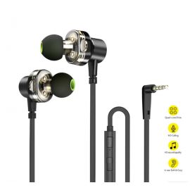 Awei Z1 Dual Driver Wired Earphones Stero Bass Sound Headphones Sports Headset With Microphone 3.5mm Jack Earbuds For Phones Mp3