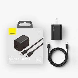 Baseus 20W PD Super Si Quick Charger With USB C To Lightning Cable 1M Price In Pakistan
