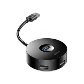 Baseus 4 In 1 USB Adapter Splitter Hub W/ Micro USB/USB-C Cable Black