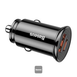 Baseus Circular Plastic A+C 30W PPS Car Charger Black Available at thebrandstore.pk 