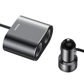 Baseus High Efficiency One To Two Cigarette Lighter (Dual-Cigarette Lighter 80W +Dual USB 3.1A) Price In Pakistan
