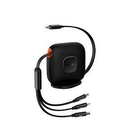 Baseus Traction Series Retractable 3 in 1 Fast Charging Cable Desktop Organizer Type-C to M+L+C 100W 1.7m Black