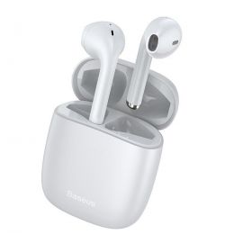 Baseus Encok True Wireless IP54 Waterproof Bluetooth 5.0 Touch Bluetooth Earphone With Charging Box Support Call & Voice Assistant - White Price In Pakistan
