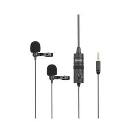 BOYA BY-M1DM Dual Omni-directional Lavalier Mic For DSLR Camcorders Audio Recorders 