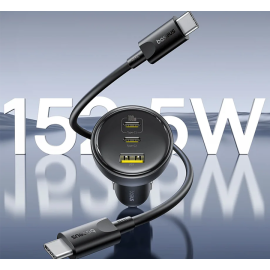 Baseus 152.5W Multi-Port Fast Car Charger C+C+U with 100W Cable