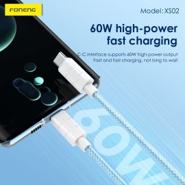 Foneng XS02 C to C Braided Fast Charge Cable (60W / 27W / 3A / 2.4A)
