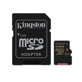 Kingston 64GB UHS-I microSDXC Memory Card (SDCA10) With SD Adapter