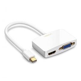 Ugreen Mini Display Port to HDMI VGA Adapter Thunderbolt 2 Converter DP Cable for MacBook Air 13 Surface Pro 4 Mini DisplayPort - White