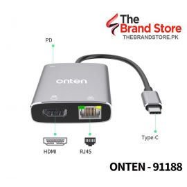 Onten 91188 USB-C to HDMI Adapter With Gigabit Ethernet and PD Port