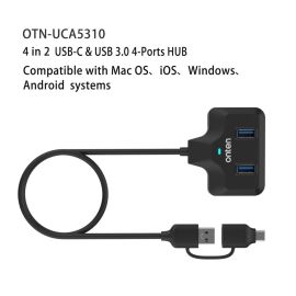 Onten 4-in-2 USB-C / Type-C+USB3.0 4-Ports HUB OTN-UCA2310