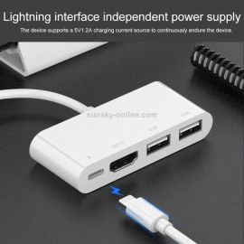 Onten 75216 4in1 Lightning To Dual USB, HDMI & Type C Hub For iPhone IPAD Available in thebrandstore.pk