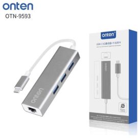 ONTEN OTN-U9593 USB-C to 3-Port HUB USB3.0 with Ggigabit LAN Ethernet Adapter