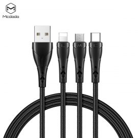 MCDODO 3in1 Charger Nylon Lightning Type-C Micro USB Cable In Pakistan
