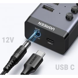 UGREEN 7in1 USB Port with Independent Switch and 24W Power Supply (12 V/2 A) USB Hub 3.0 Active for Charging and Data Transfer,