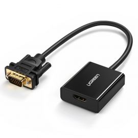 Ugreen 60814 UGREEN Active HDMI to VGA Adapter with 3.5mm Audio Jack HDMI Female to VGA Male Converter for TV Stick, Raspberry Pi, Laptop, PC, Tablet, Digital Camera.Power Supply: Micro USB Power Supply: Micro USB Output: VGA & Audio Cable Length: 30cm
